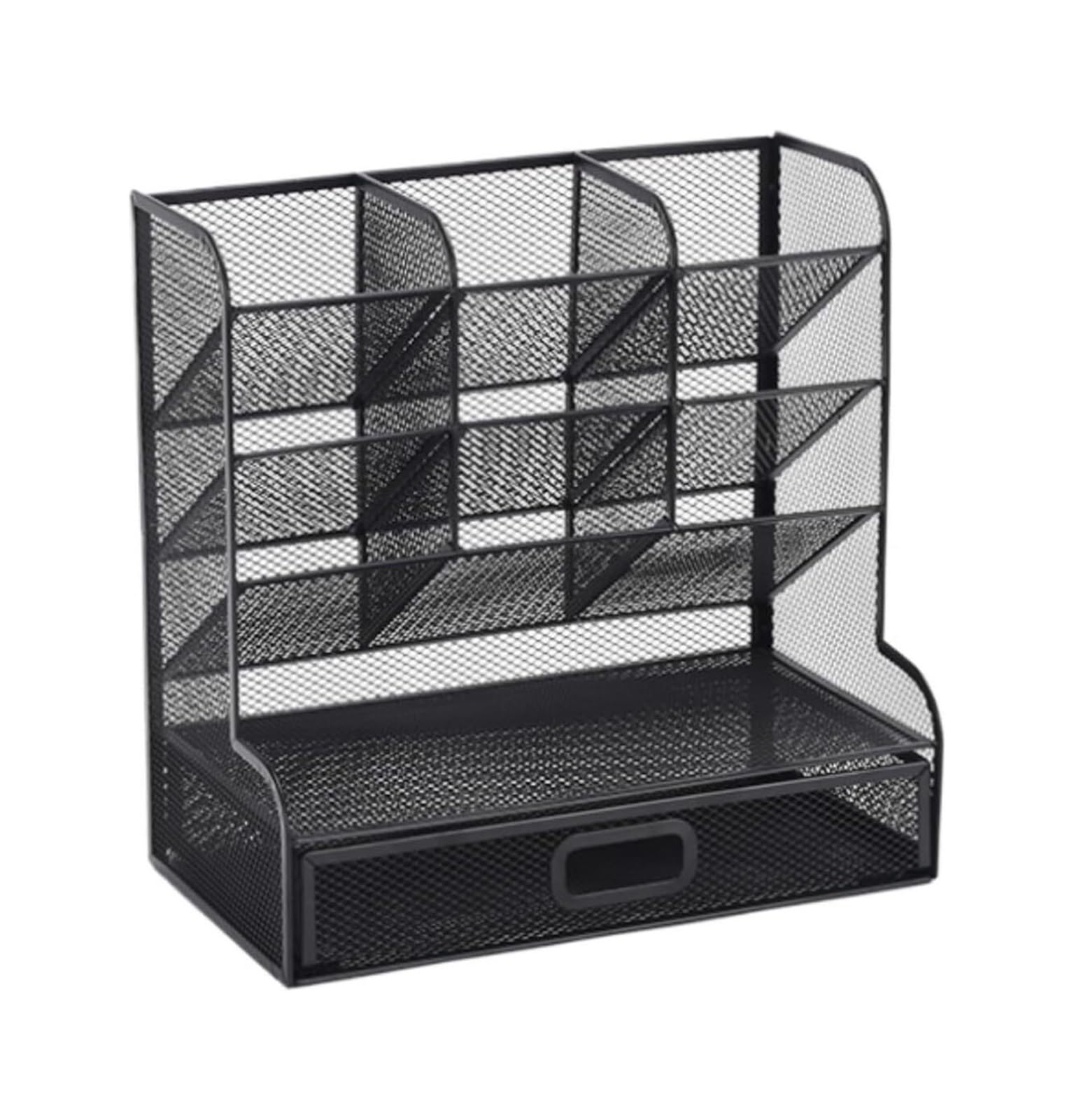 Schreibtisch-Organizer aus Metallgeflecht mit Schublade | Mehrfarbig 27 x 27 x 15 cm for das Büro: Schreibtischablage aus Netzstoff mit Schublade(Black)