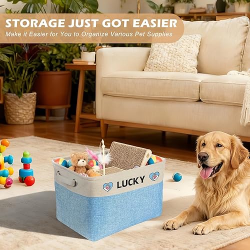 Miniatura 6 de Cesta de almacenamiento personalizada de juguetes para perros, contenedor de juguetes plegable personalizado con nombre de mascota y foto, Cesta de