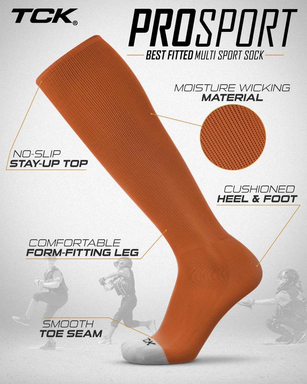Prosport Baseball Socks & Softball Socks, Kids & Adult Knee High Tube Sock image 3