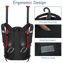 WOLT | Youth Baseball Backpack Bag for Baseball, Softball & T-Ball Equipment & Gear, Youth Boys and Adults, with Holder for Bat, Helmet, Glove, & Shoes Compartment & Fence Hook