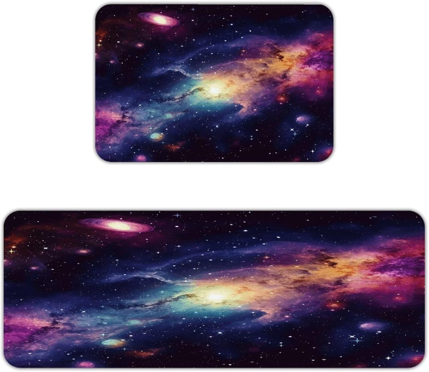 Galaxy in The Universe Kitchen Mats with 2PCS Non-Slip Washable,Kitchen Rug Heavy Duty Durable, Floor Mats for Kitchen,Office,Sink,Laundry