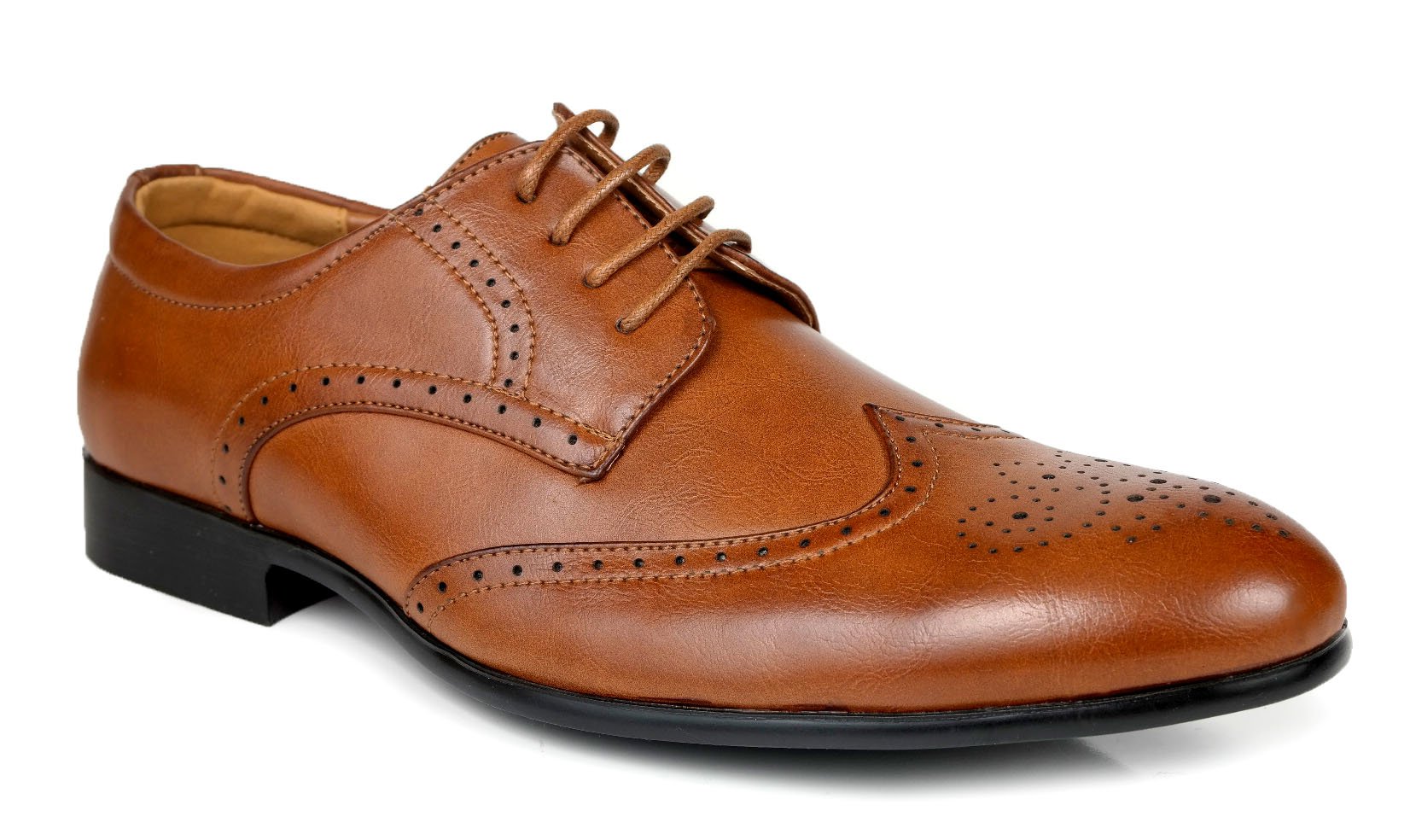 Men Fashion Wing Tip Lace Up Oxford Classic Modern Dress Shoes Brown