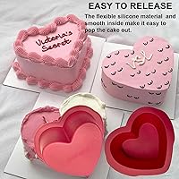 Vista 4 de Juego de 4 moldes de silicona en forma de corazón, antiadherentes de fácil liberación para hornear pan, juego de moldes de brownies de 4 x 2