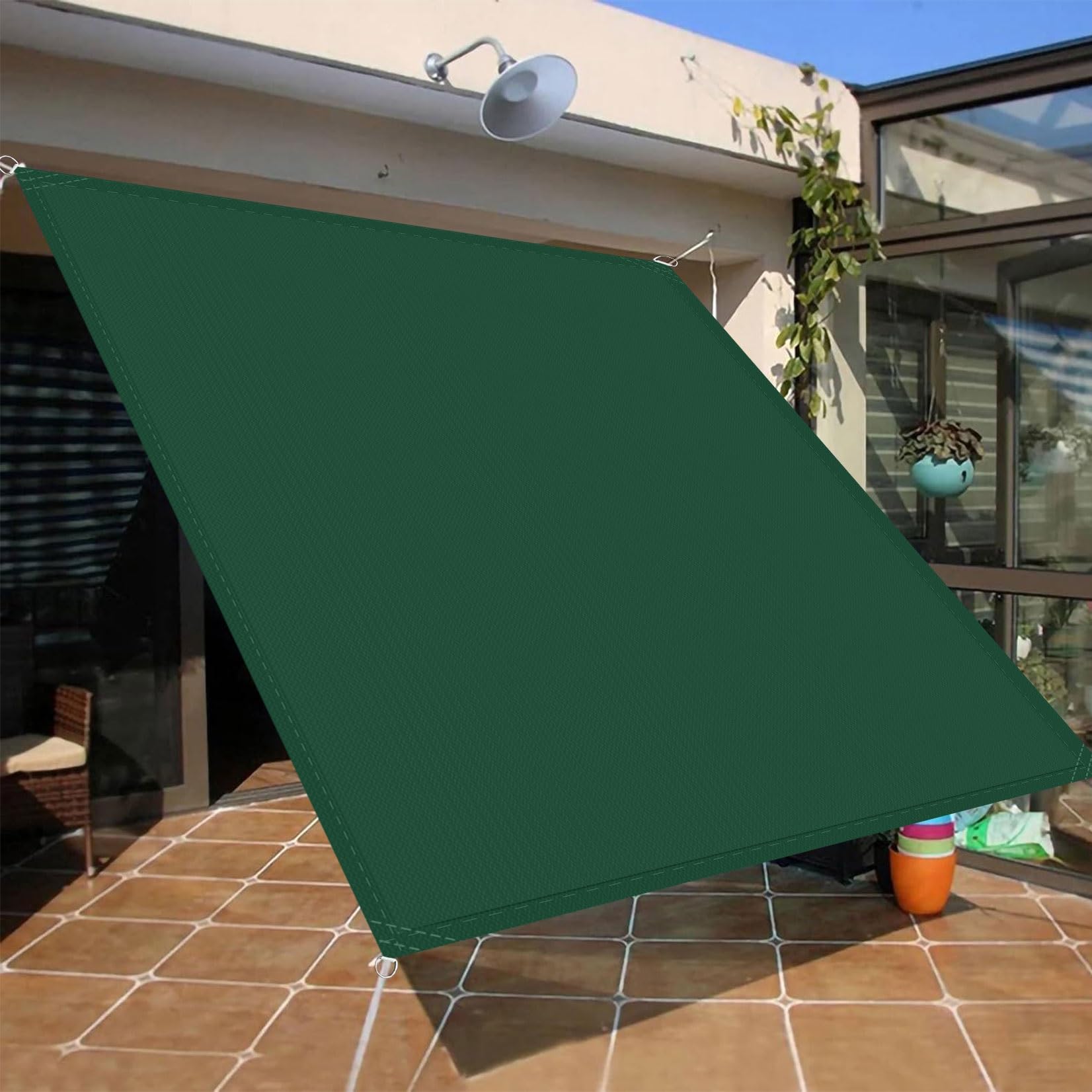 Voile d'ombrage rectangulaire 6x8m rideau de soleil protection UV pour terrasse