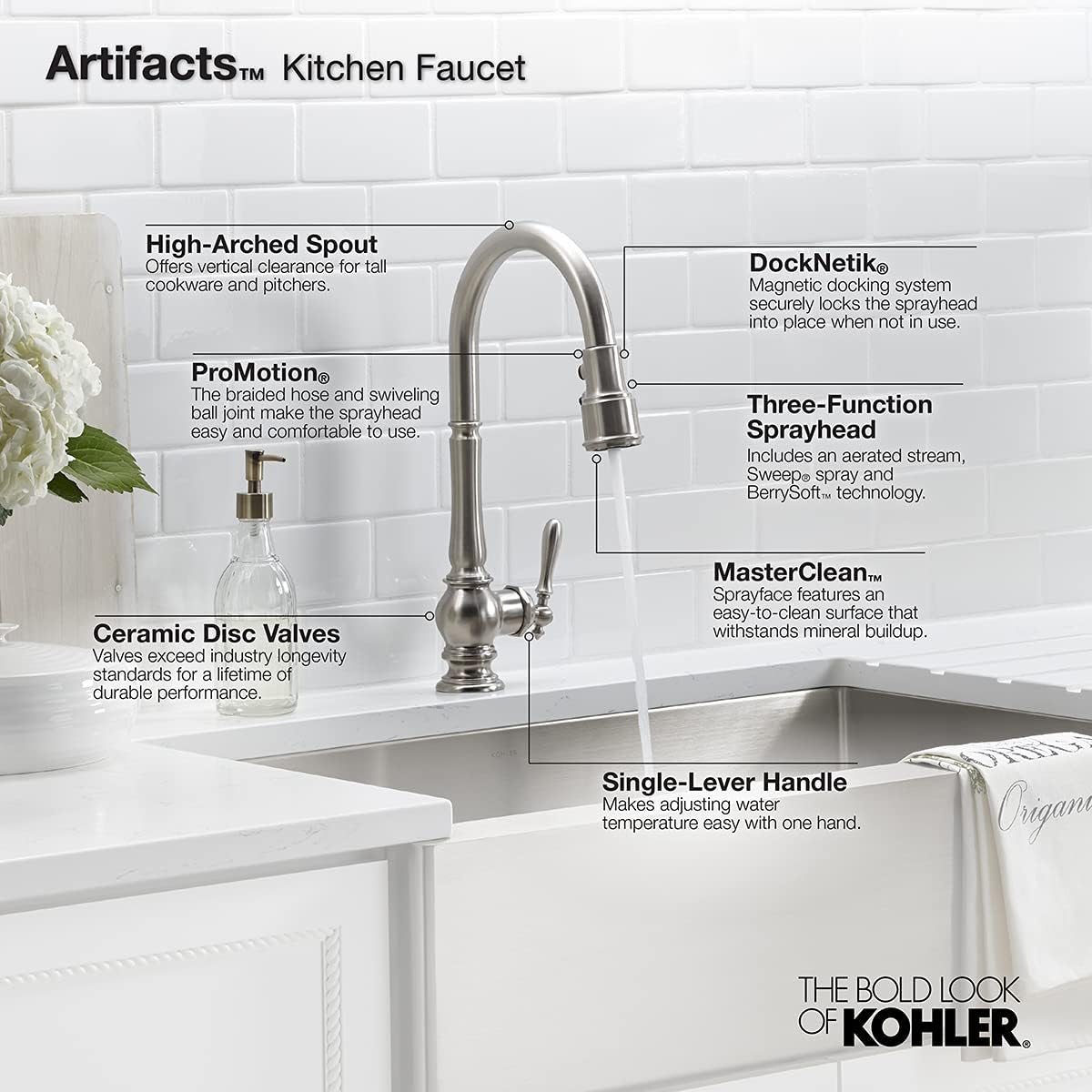 One-Day Sale: Up to 60% Off KOHLER K-99259-VS Artifacts Kitchen Sink Faucet, 17.63 x 4.31 x 8.50 Inches, Vibrant Stainless