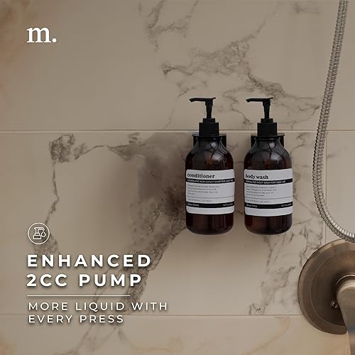 Vista 109 de MaisoNovo Dispensador de champú y acondicionador, dispensador de jabón de ducha montado en la pared, juego de 3 botellas de plástico transparente