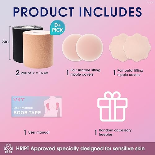 Miniatura 2 de Paquete de 2 cintas adhesivas de levantamiento de senos, cinta corporal para levantamiento de senos con 2 brasieres adhesivos reutilizables de