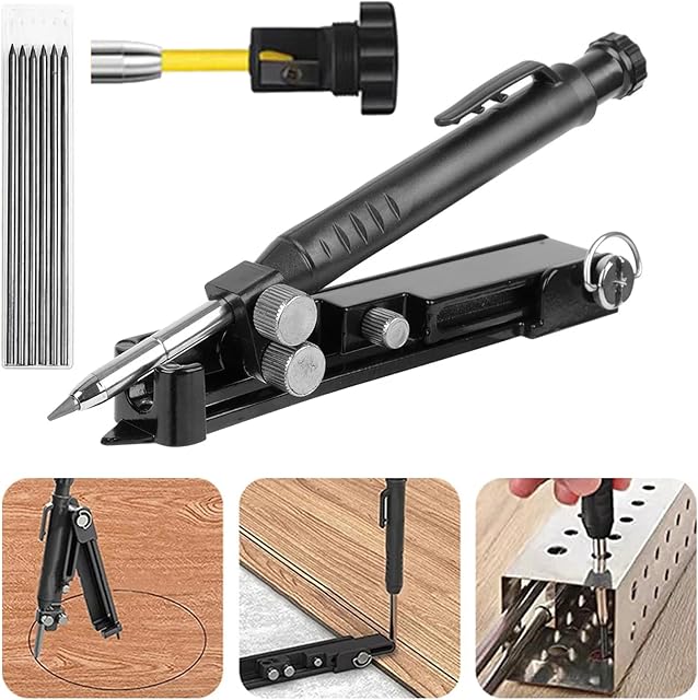 Multi-function Scribing Tool Upgraded, Construction Pencil- Aluminum Alloy Scribe Tool With Deep Hole Pencil, Diy Woodworking Scribe Gauge Scriber Line Maker Measuring Tool,multifunctional Tools