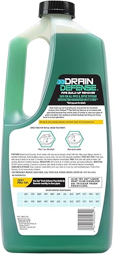 Miniatura 3 de Zep Drain Defense - Removedor de acumulación de tuberías (64 onzas) y gel avanzado para abridor de desagües de bañera y ducha (32 onzas)