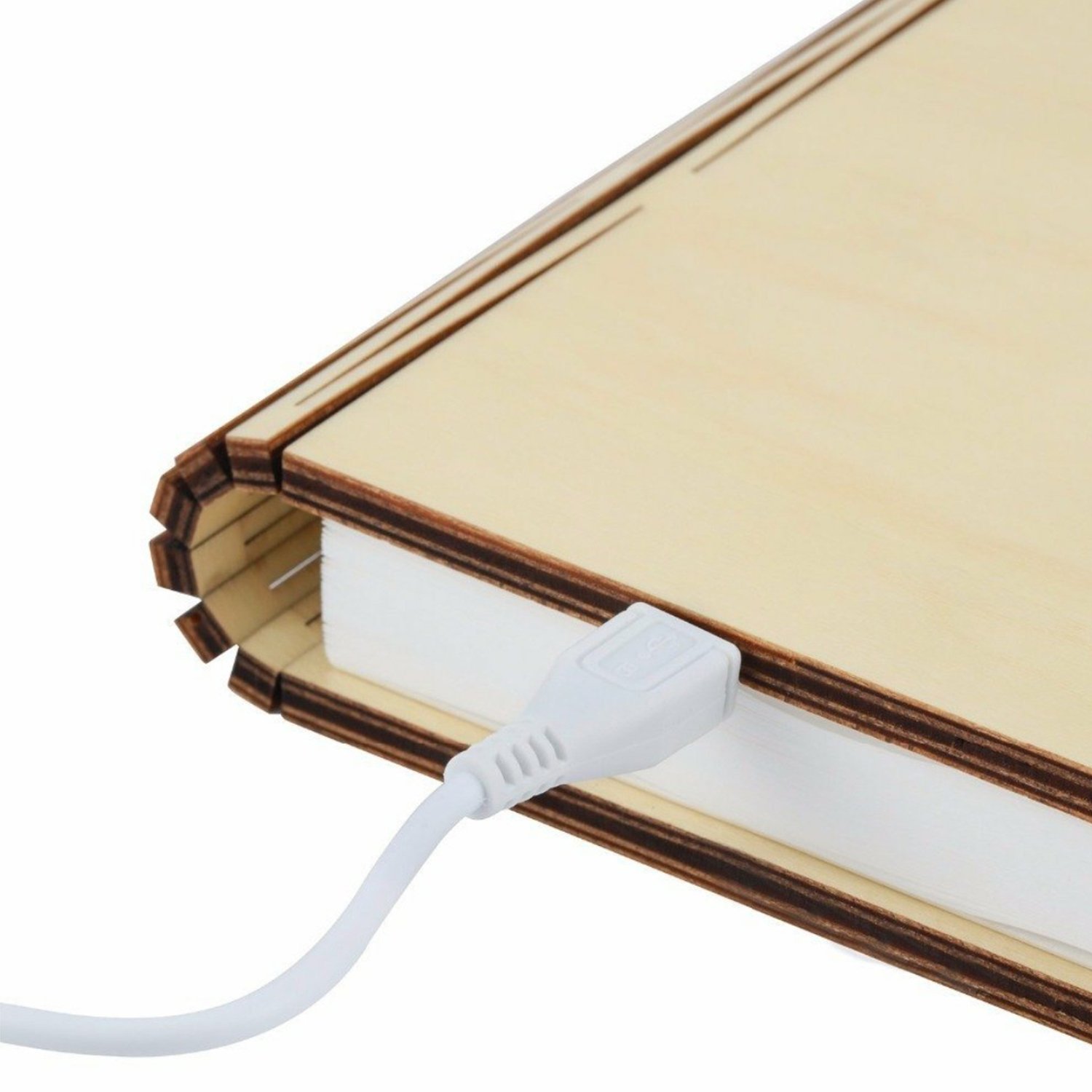Gingko LED Mini Smart Book Schreibtischleuchte mit Oberfläche in natürlicher Holzoptik, wiederaufladbar mit Micro-USB Ladegerät, verschiedene Farben