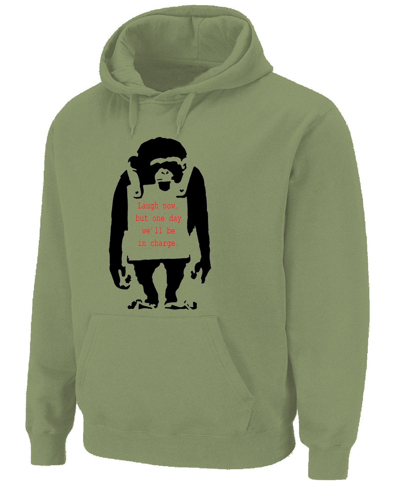 Tribal T-Shirts Mens Banksy Laugh Now Monkey Hoody (large, khaki)