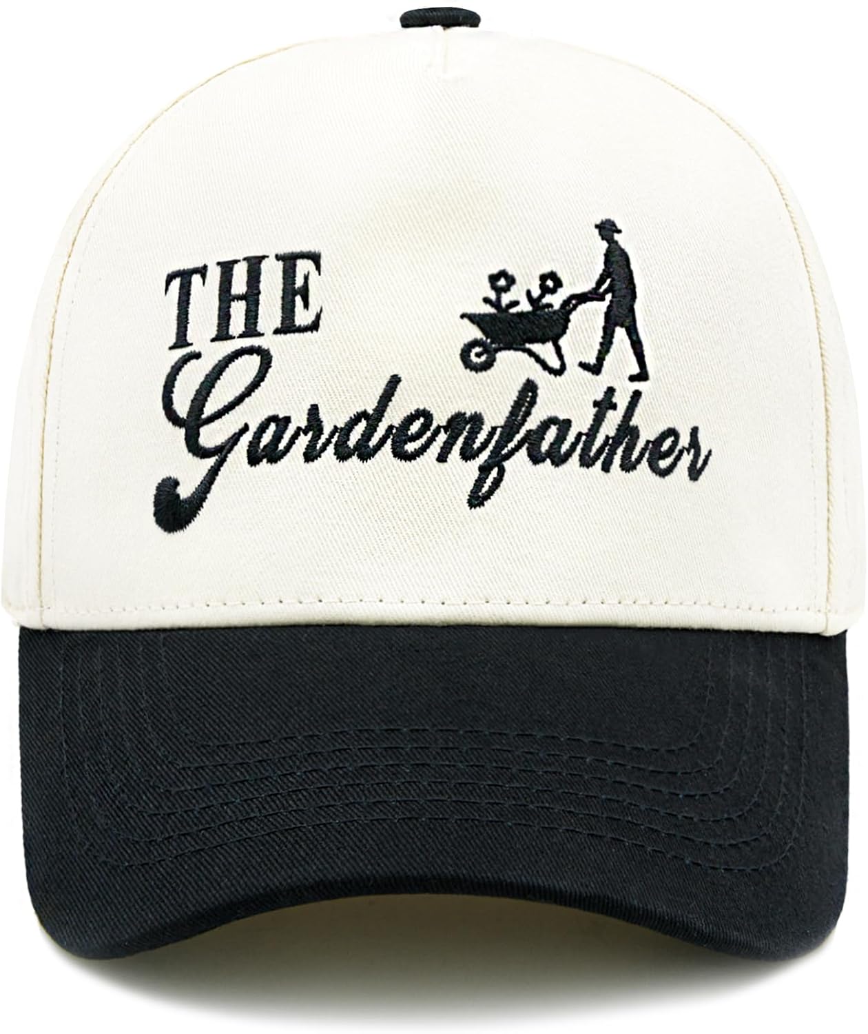 Waldeal Gardening Trucker Hat for Men, Embroidered The Gardenfather Adjustable Baseball Cap for Dad Papa Grandfather Beige/Black