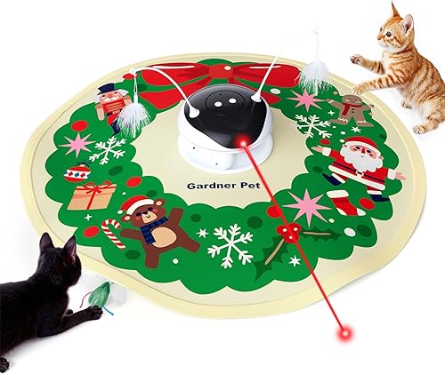 Gardner Pet Juguetes láser de Navidad para gatos, recargable 5 en 1, juguete interactivo automático para gatos, pluma de emboscada móvil, bolas de