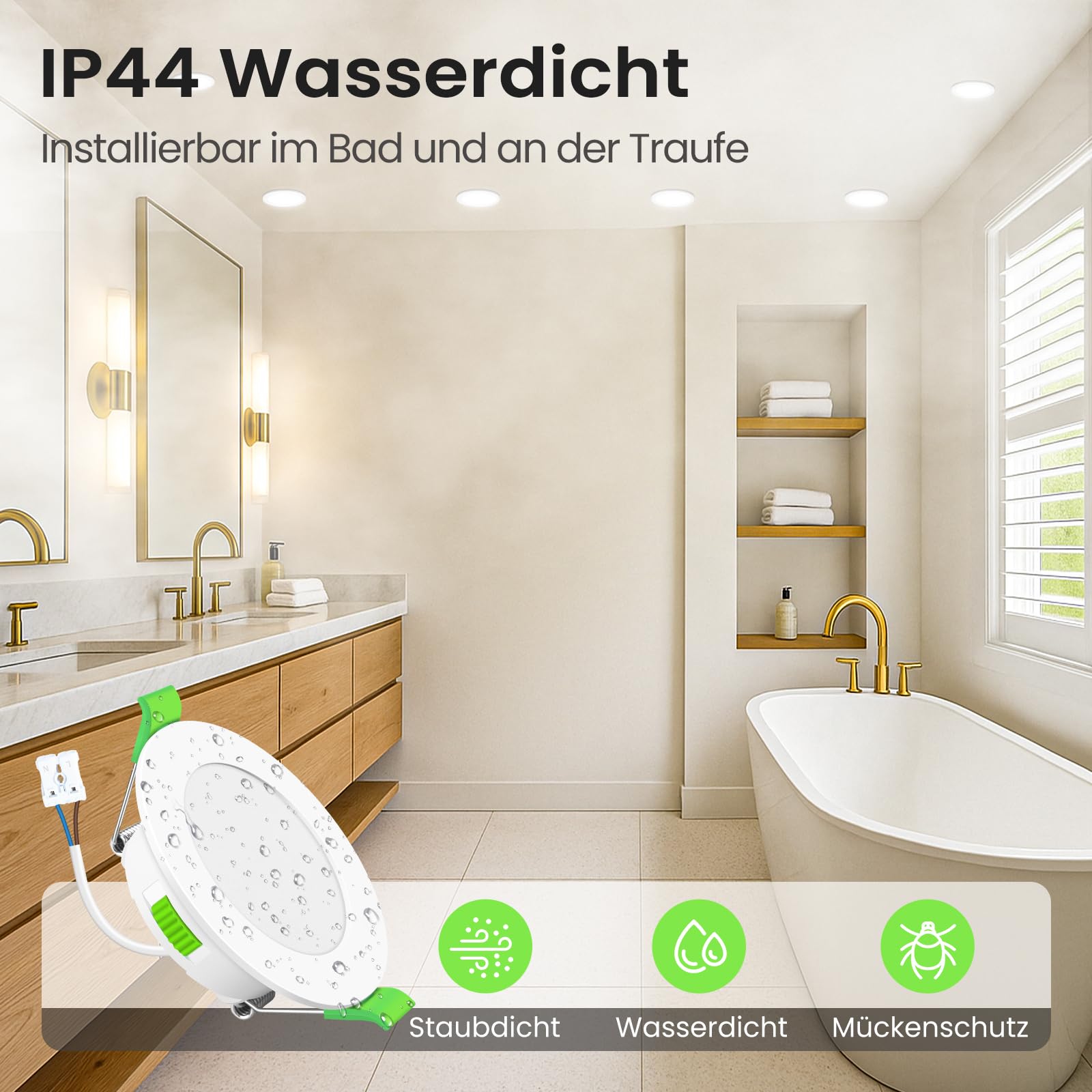 ALUSSO 12 Stück Einbaustrahler Led,7W LED Einbaustrahler Dimmbar AC 220-240V,Warmweiß 3000K Neutralweiß 4000K Kaltweiß 6500K IP44 Deckenspots für Badezimmer Küche Wohnzimmer,Weiß