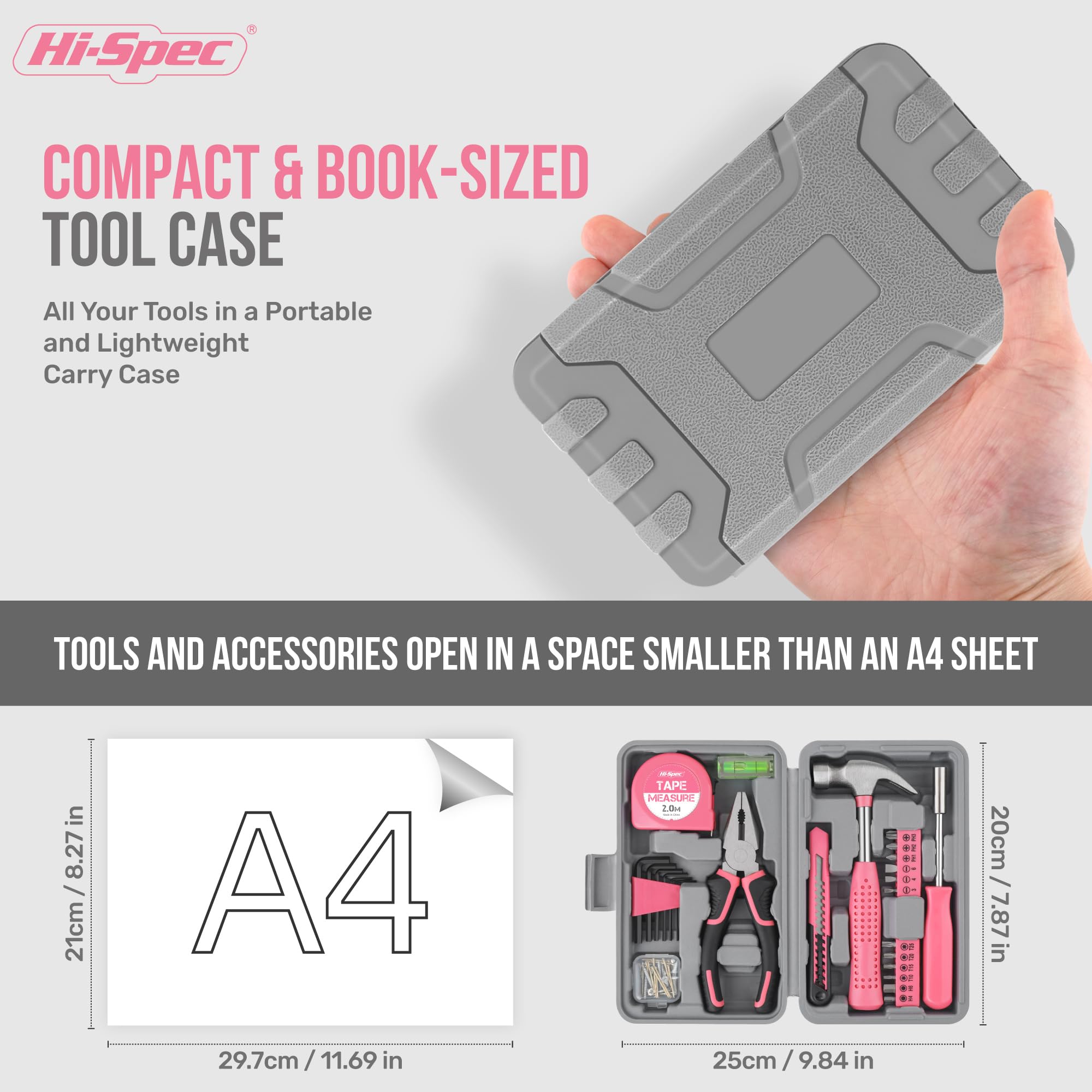 Hi-Spec Pink Tool Set - 25pc DIY Kit for Women -3