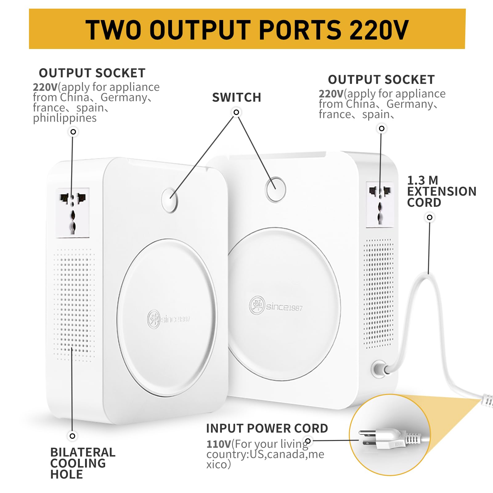 SUNSHUN Convertidor de voltaje de 110 V a 220 V, transformador elevador de 500 W de 110 V-120 V a 220 V-240 V, transformador convertidor de energía para el hogar para electrodomésticos europeos