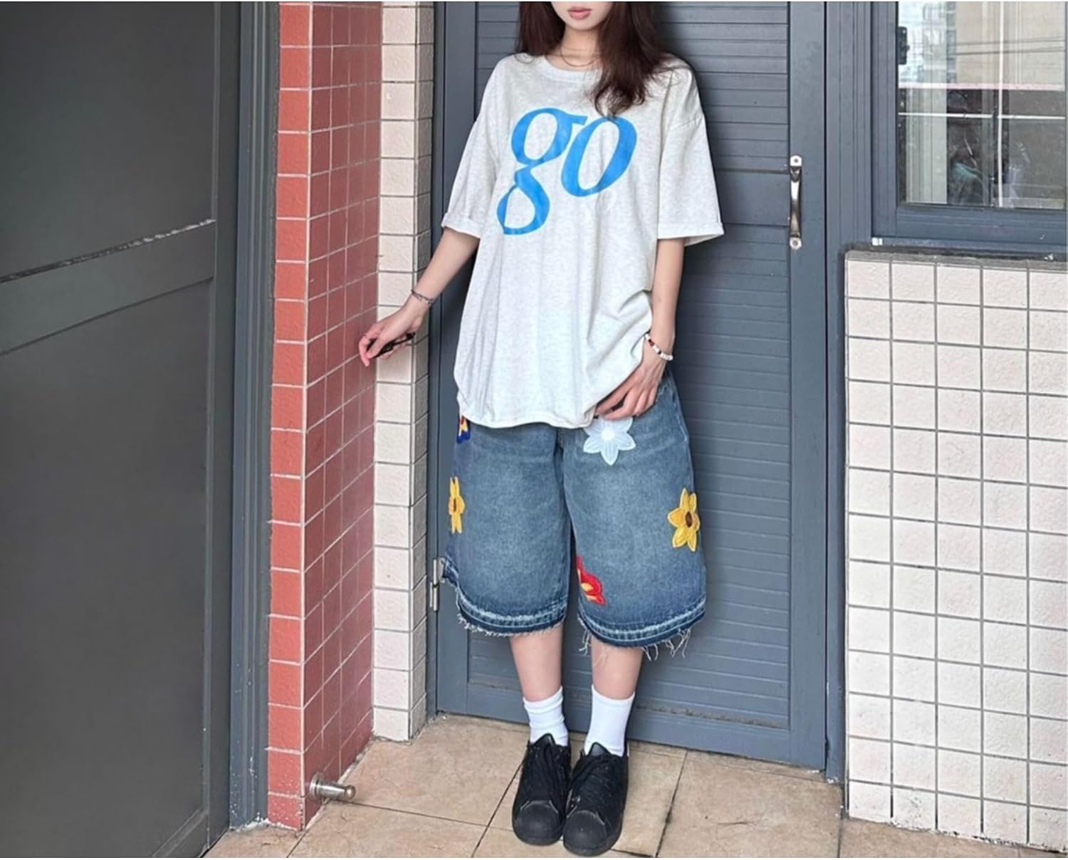 LRF Denim Jorts Pocket Jorts Floral Shorts Oversized Jorts Baggy Jorts Y2k Jorts Y2k Baggy Short Fashion Jorts