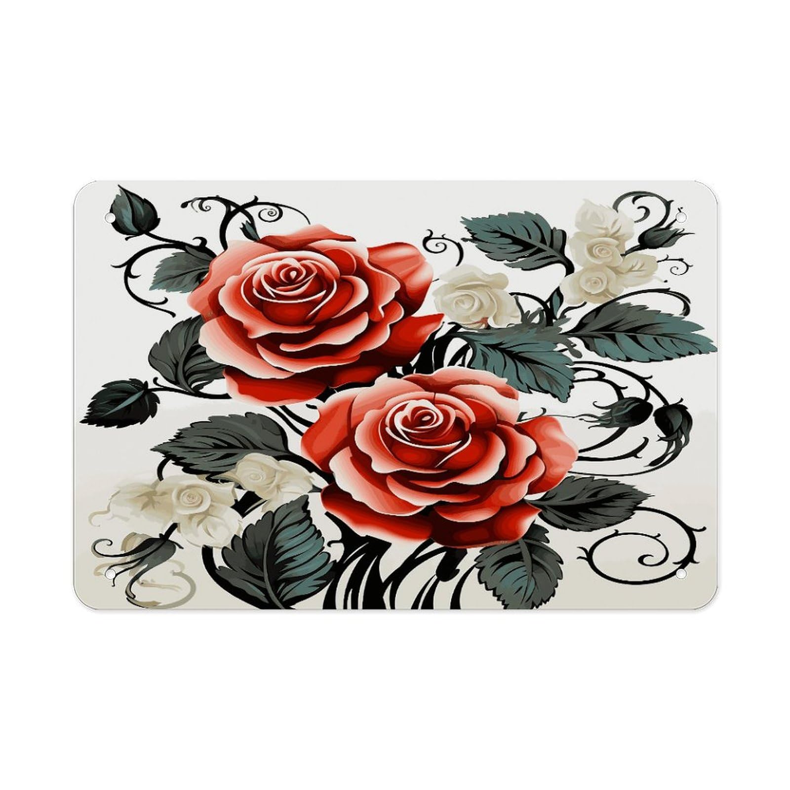 Fodpand Style Floral Rose Ivy With Leaves Spring Wall Art Metal Signs Tin Sign