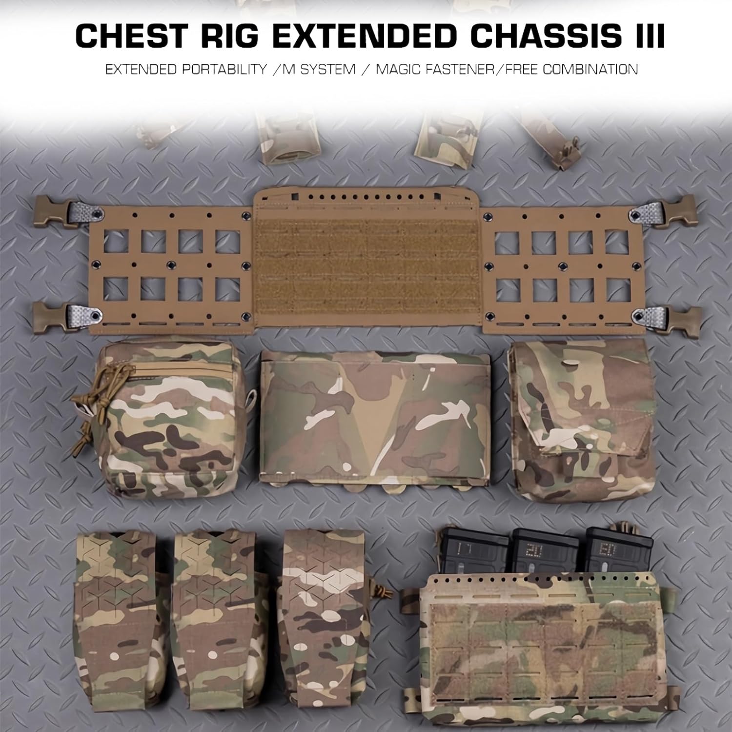 Gen3 Tactical Chest Rig Rapid Expansion MOLLE Loading Mounting Plate, Radio MAG Pouch Expander Wing