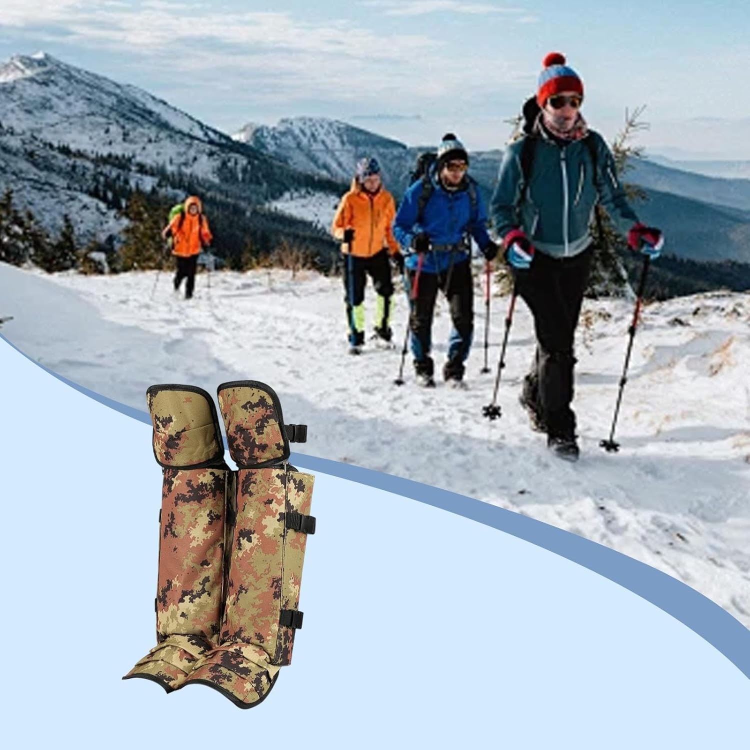 Leg Gaiters for Hiking Boots, Lightweight Adjustable Snow & Water Resistant Shoe Covers for Winter Walking, Outdoor Mountaineering