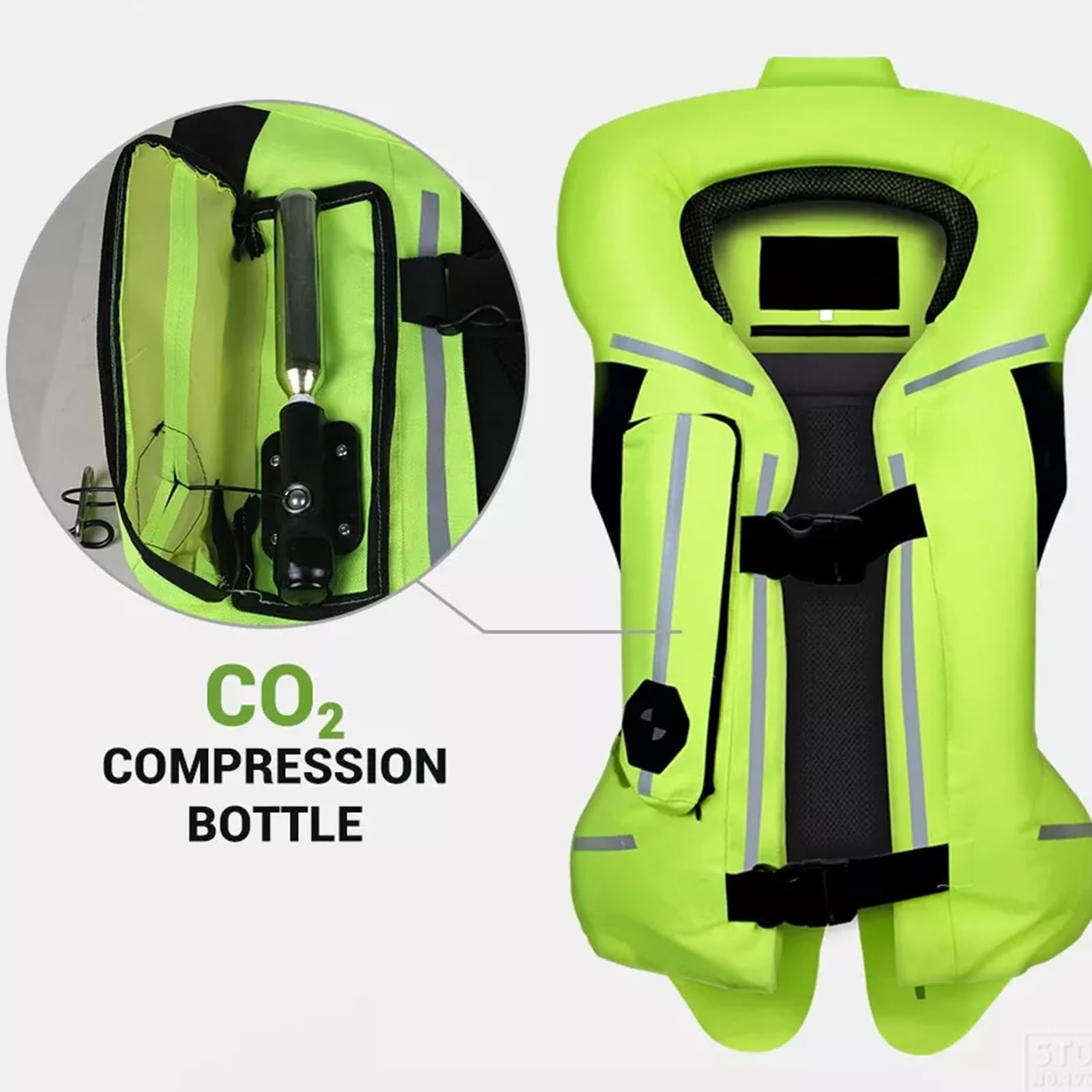Con Chaleco De Airbag De Motocicleta De Airbag De Cuello Chaqueta Protectora De Motocross Utilizado for Motocicletas, Actuaciones De Equitación(Green,XXL)
