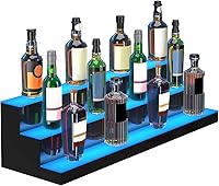 Vista 12 de VEVOR Exhibidor de Botellas de Licor con Iluminación LED, 3 Niveles de 40 Pulgadas, Compatible con USB, Estante de Bar Iluminado para el Hogar