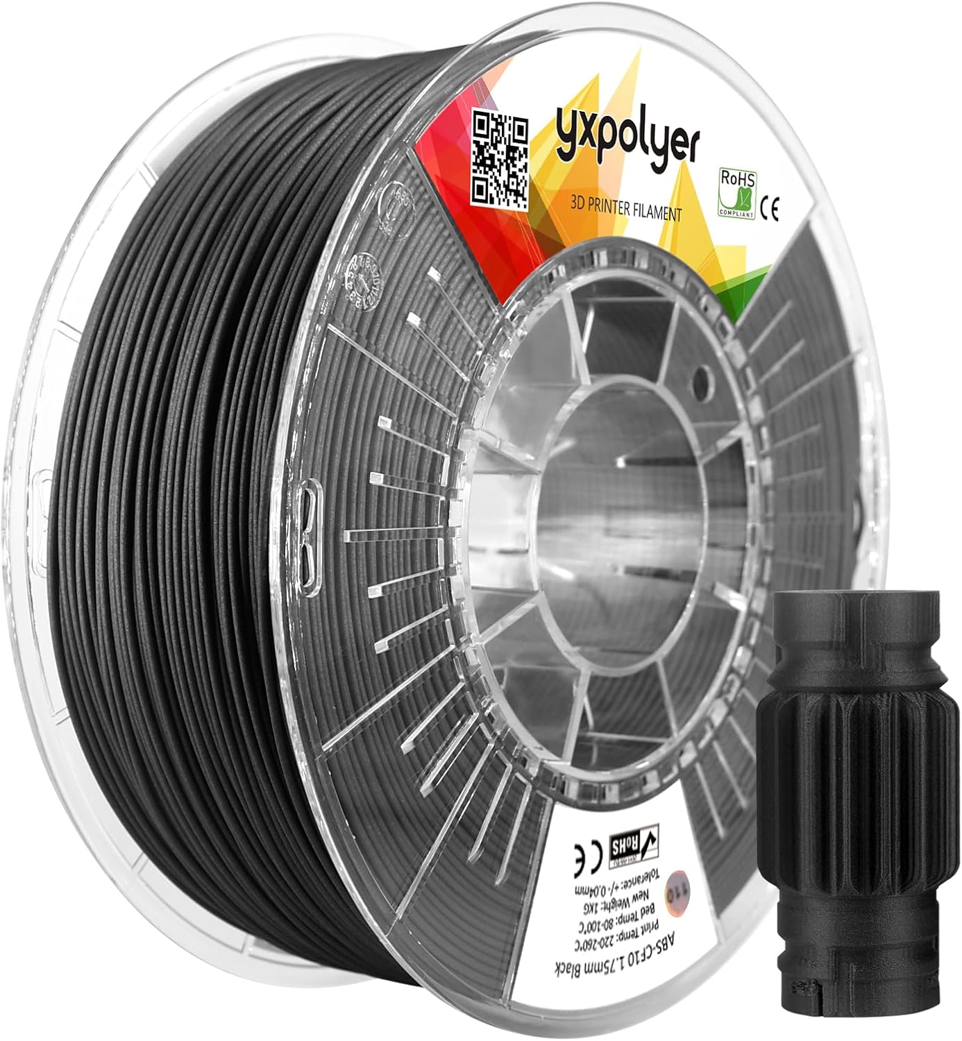 YXPOLYER ABS ESD Safe 3D Printing Filament 1.75mm 1kg Electrostatic Discharge Anti-Static ABS Engineering Industrial-Grade Filament for Electronics Industry with Heat-Resistant PC Spool