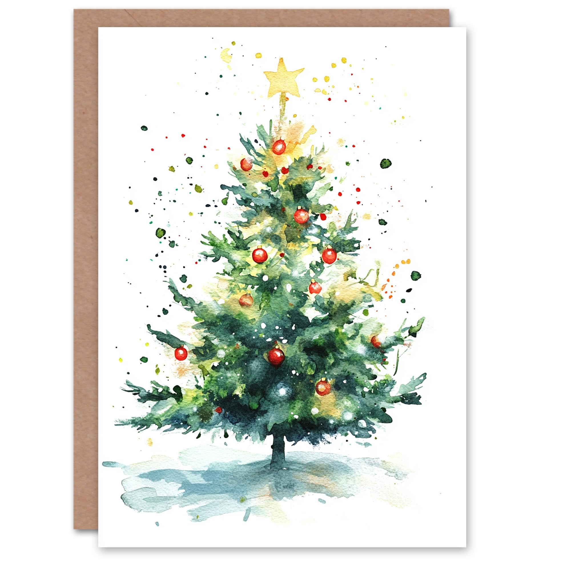 Bright Star Decorated Tree Christmas Fun Gift Festive Xmas Card