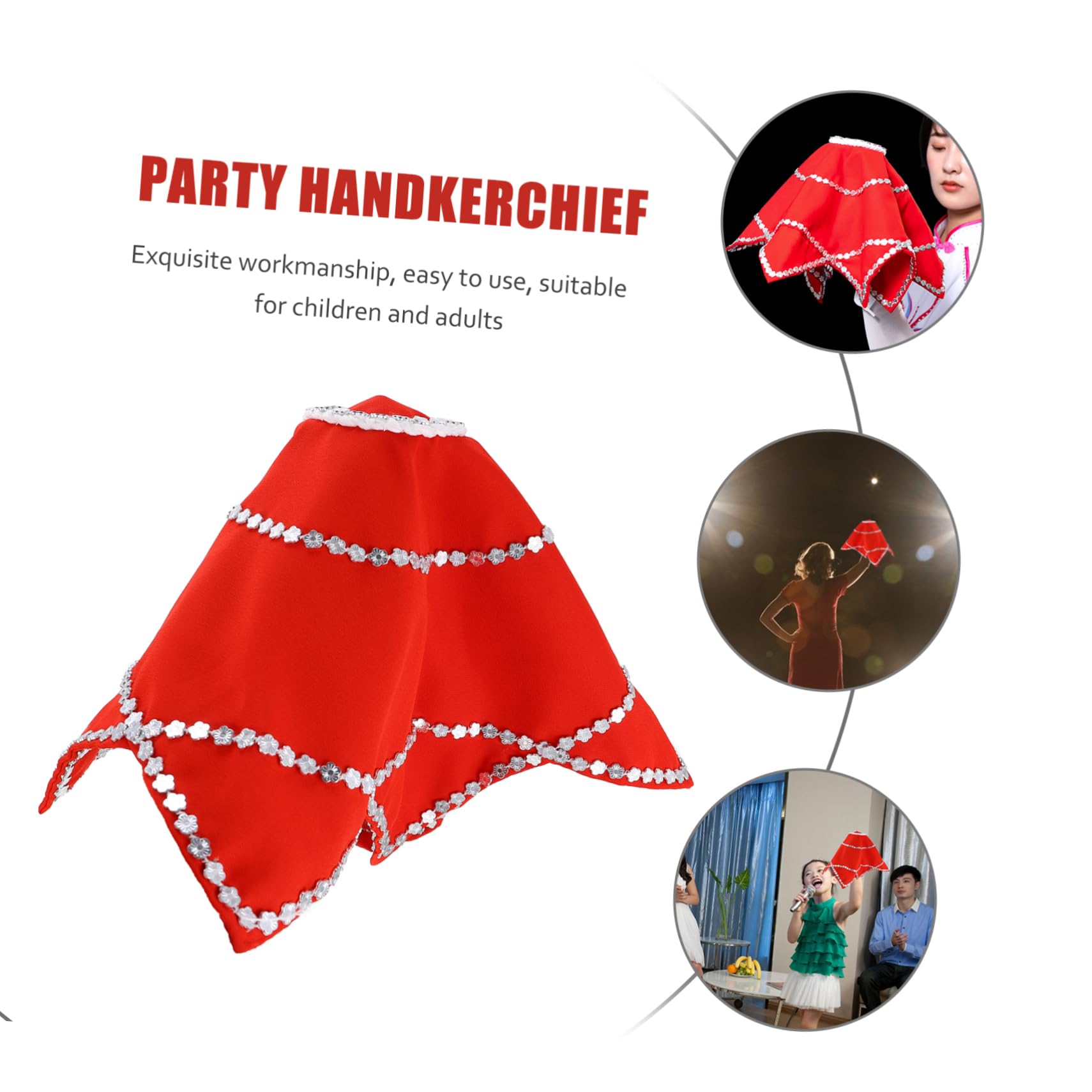 Tomaibaby Pañuelo de Danza Toalla Octogonal Pañuelo Rojo Chino para Malabares Cuadrados Escenario Rendimiento Prop