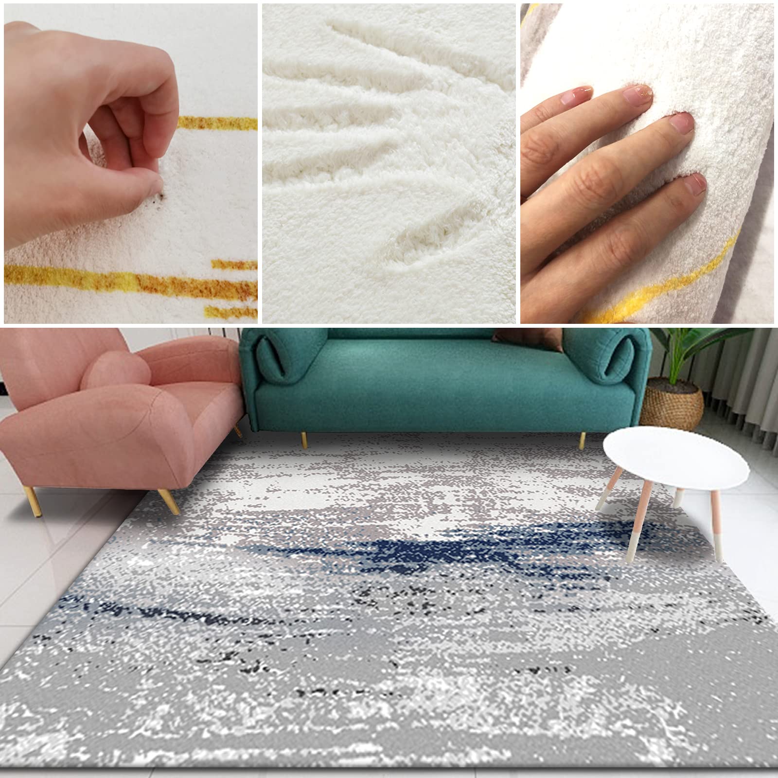 Tappeto per soggiorno, antiscivolo, design moderno, astratto, sfumato, per camera da letto, ingresso o ufficio