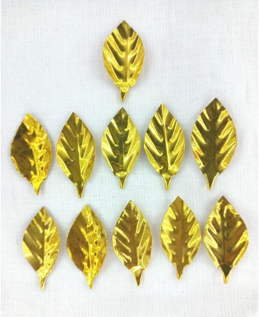 Brass Tulsi Patta/Tulasi Leaves/Holy Basil Leafs for Puja (Pack of 11)