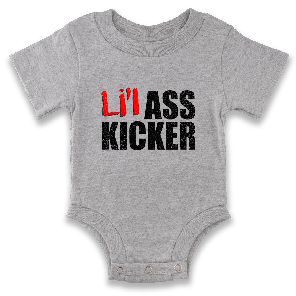 Lil Ass Kicker Funny Zombie Apocalypse Infant Bodysuit Grey 18M