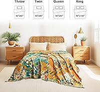 Vista 49 de Cobija para cama de estilo bohemio, 100 % algodón, ultra suave, edredón rústico, cobija de otoño, estampado floral, decoración de granja, cobija