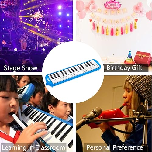 Miniatura 5 de Vangoa Melódica de 32 teclas, teclado de piano de aire, melódicas con bolsa de transporte, boquillas dobles, paño de limpieza, calcomanías para