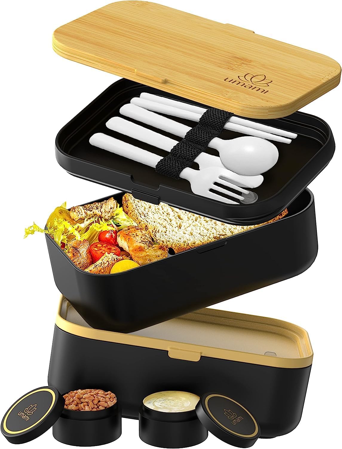Umami Bento Box Adult Lunch Box with Utensils, 2000 ml XXL AllinOne