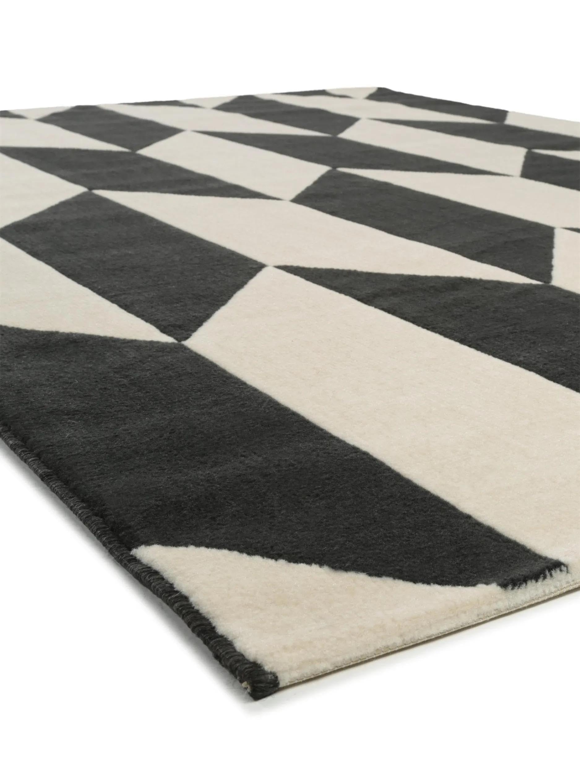 benuta Pop Teppich Dessert - Schwarz/Weiß 120x170 cm - Kunstfaser - Rechteckig & im Style: Zickzack, Hygge & Cozy, Minimalistisch, Scandi - Pflegeleicht für Wohnzimmer Schlafzimmer