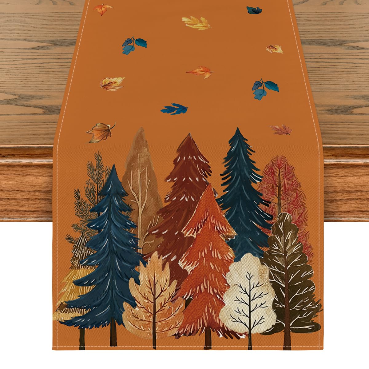 Artoid Mode Caramel Forest Trees Maple Leaves Autumn Table Runner 40x140 cm