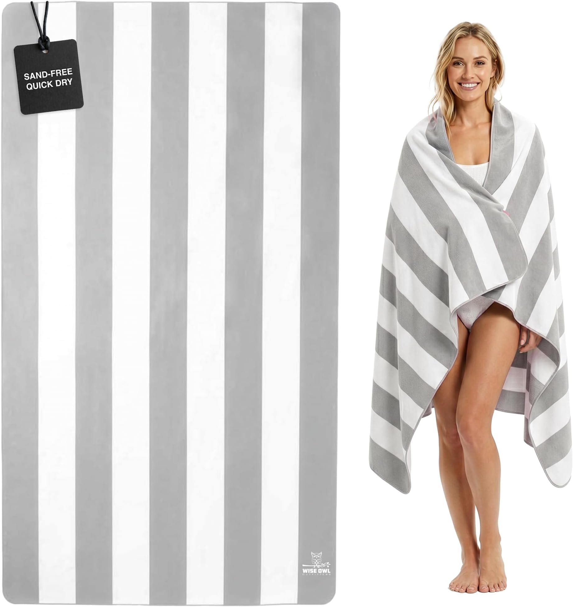Wise Owl Outfitters Microfiber Beach Towel (7x4 ft) โ Extra Large 84"x48", Quick Dry, Lightweight and Sand Free for Adults at the Beach, Pool, Gym, Yoga, or for Travel and Outdoor Use