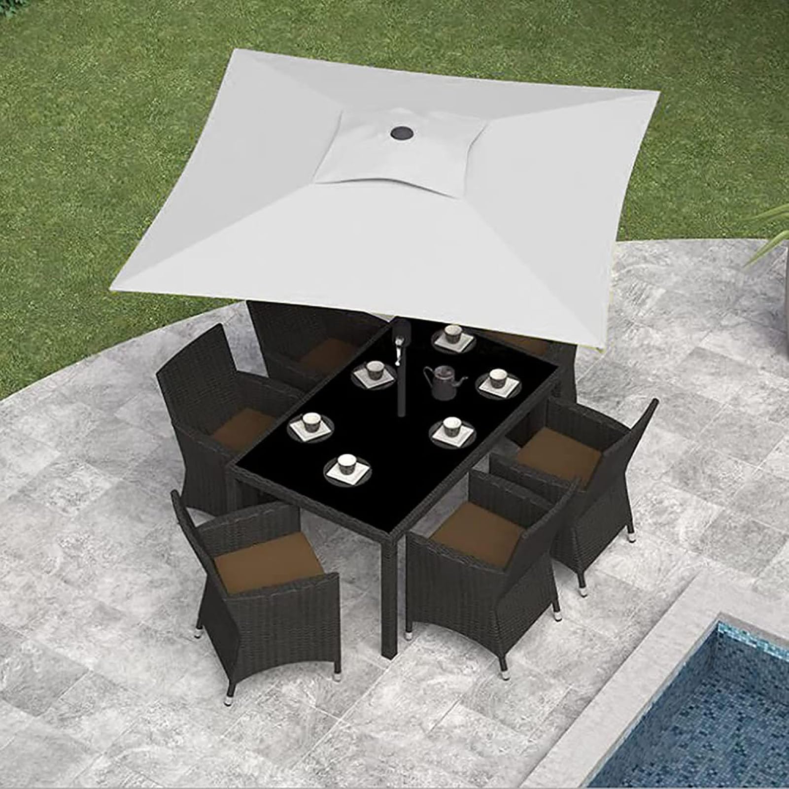 AVSMGP Telo Ricambio Ombrellone 2X2M, Telo Ricambio Ombrellone 4 Stecche Impermeabile + Protezione UV per Ombrellone A Sbalzo da Tavolo da Mercato,Grigio