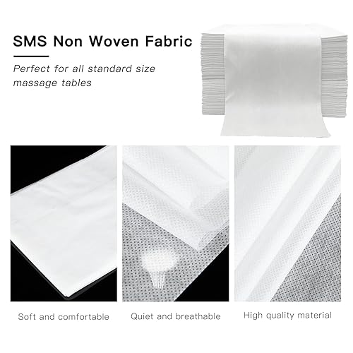 Vista 4 de 100PCS Disposable Bed Sheets, Disposable Massage Table Sheets, Disposable Bed Covers for SPA Lash Wax Tattoo Salon, Non Woven Fabric, 71" x 31