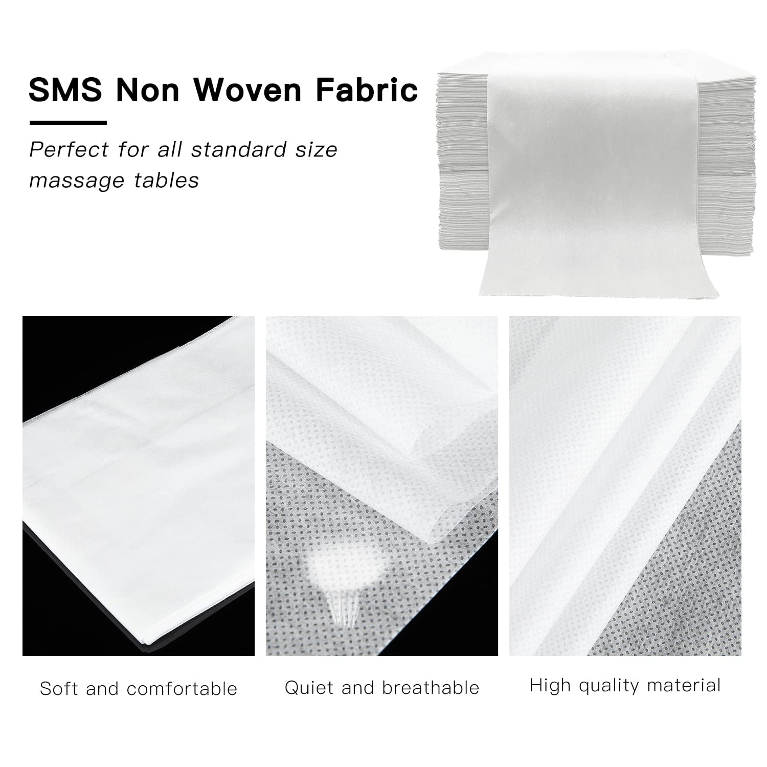 Hoja de mesa de masaje desechable, 100 sábanas de masaje desechables impermeables, fundas de cama desechables para spa, cera de pestañas, salón de tatuajes, tela no tejida, 71 x 31 pulgadas,