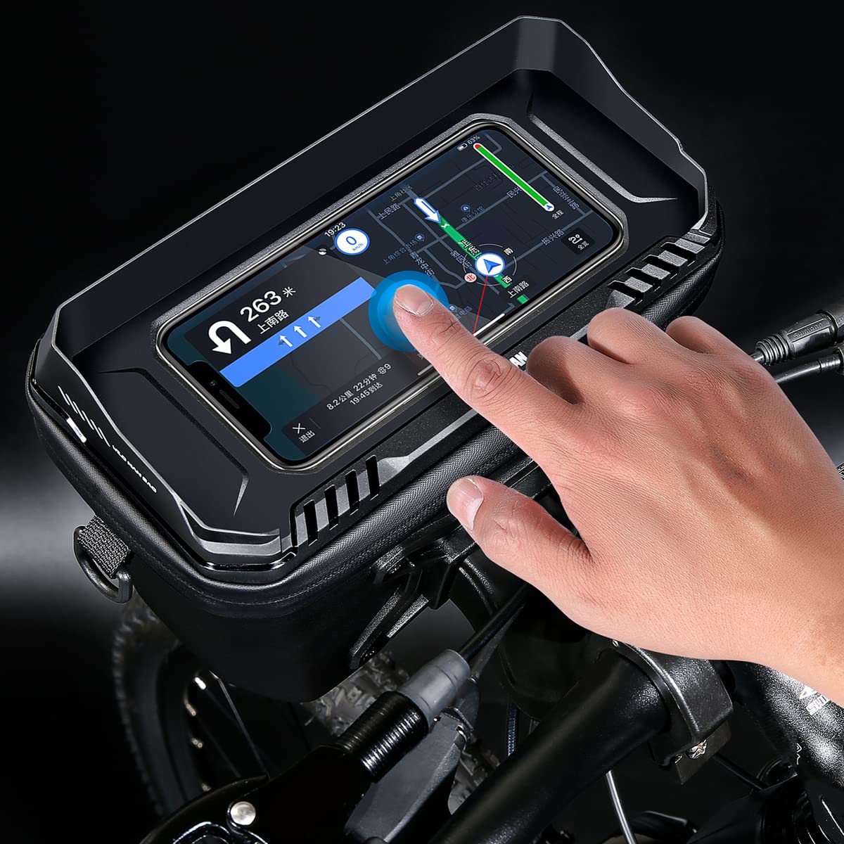 Borsa da manubrio per bicicletta, borsa per il telaio, borsa per il tubo superiore, impermeabile, con scomparto trasparente per smartphone da 6,7"