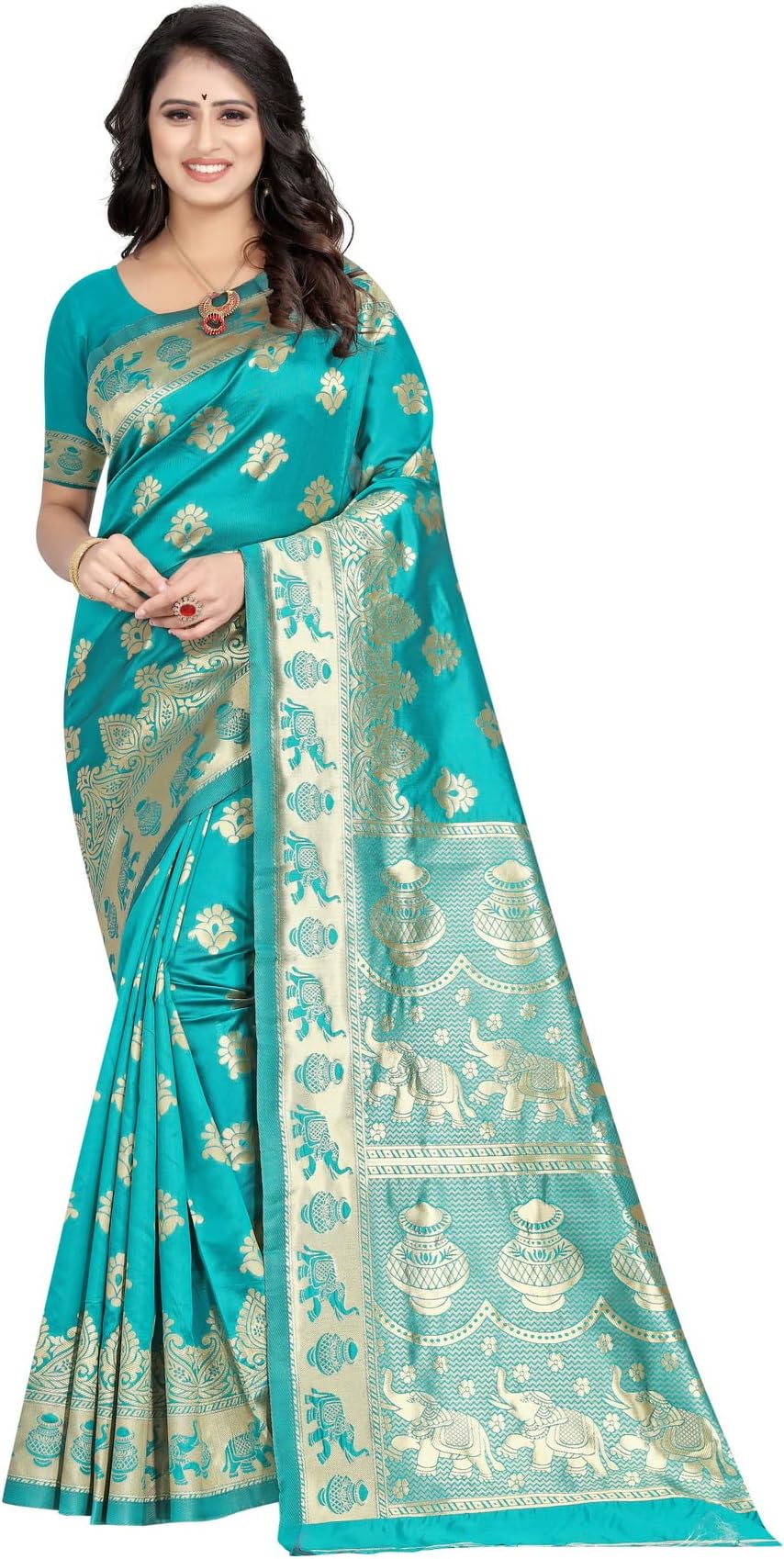 Women’s Pure Kanjivaram Soft Silk Saree With Blouse Piece for Wedding (Pari9016)
