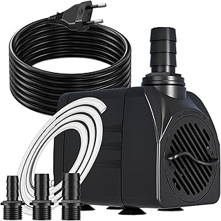 Springbrunnenpumpe 25W 1500L/H Teichpumpe Mit 3m Extra-Langes Kabel Schutz vor Überhitzung Funktion Ultra Leise Aquariumpumpe Wasserpumpen für Brunnen, Hydroponik-Systeme, Submersible Tauchpumpe