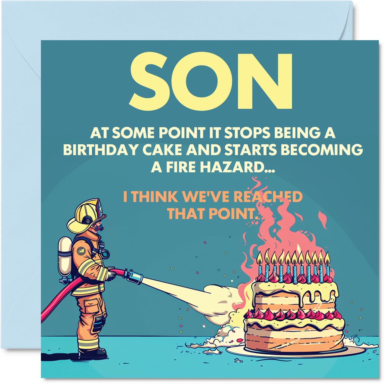 Rude Son Birthday Card - Fire Hazard - Funny Happy Birthday Card for Son from Dad Mum, 145mm Joke Humour Bday Greeting Cards