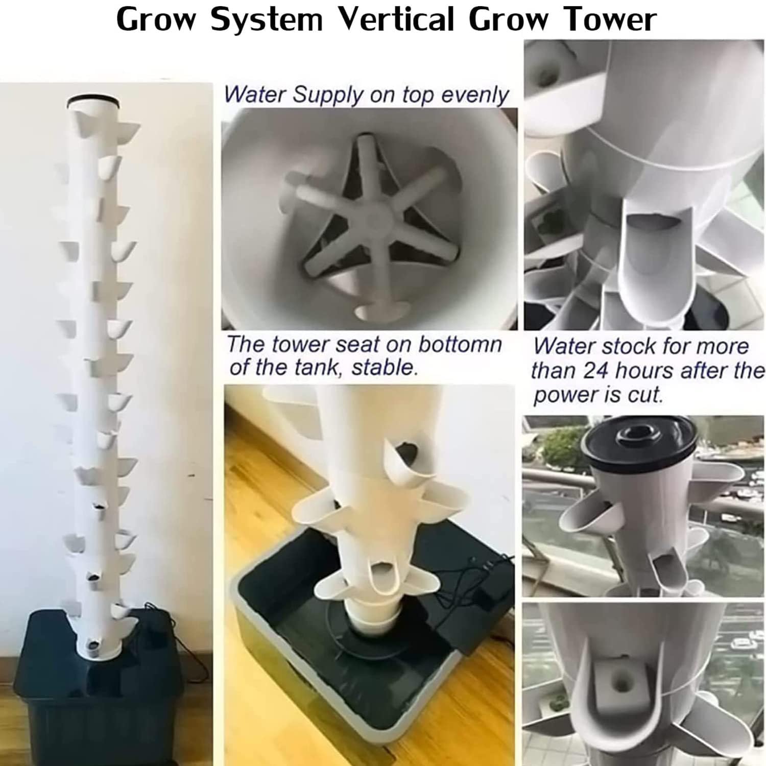 Système de Culture de Tour hydroponique Système de Culture hydroponique d'intérieur Tour de Culture Verticale 15 Couches 45 Sites de Plantes avec Pompe et réservoir d'eau Mobile