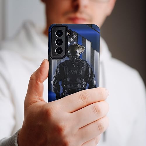 Miniatura 7 de Funda de metal personalizada con bandera estadounidense para teléfono 1 oficial de policía, línea azul fina, regalos con nombre personalizado, para
