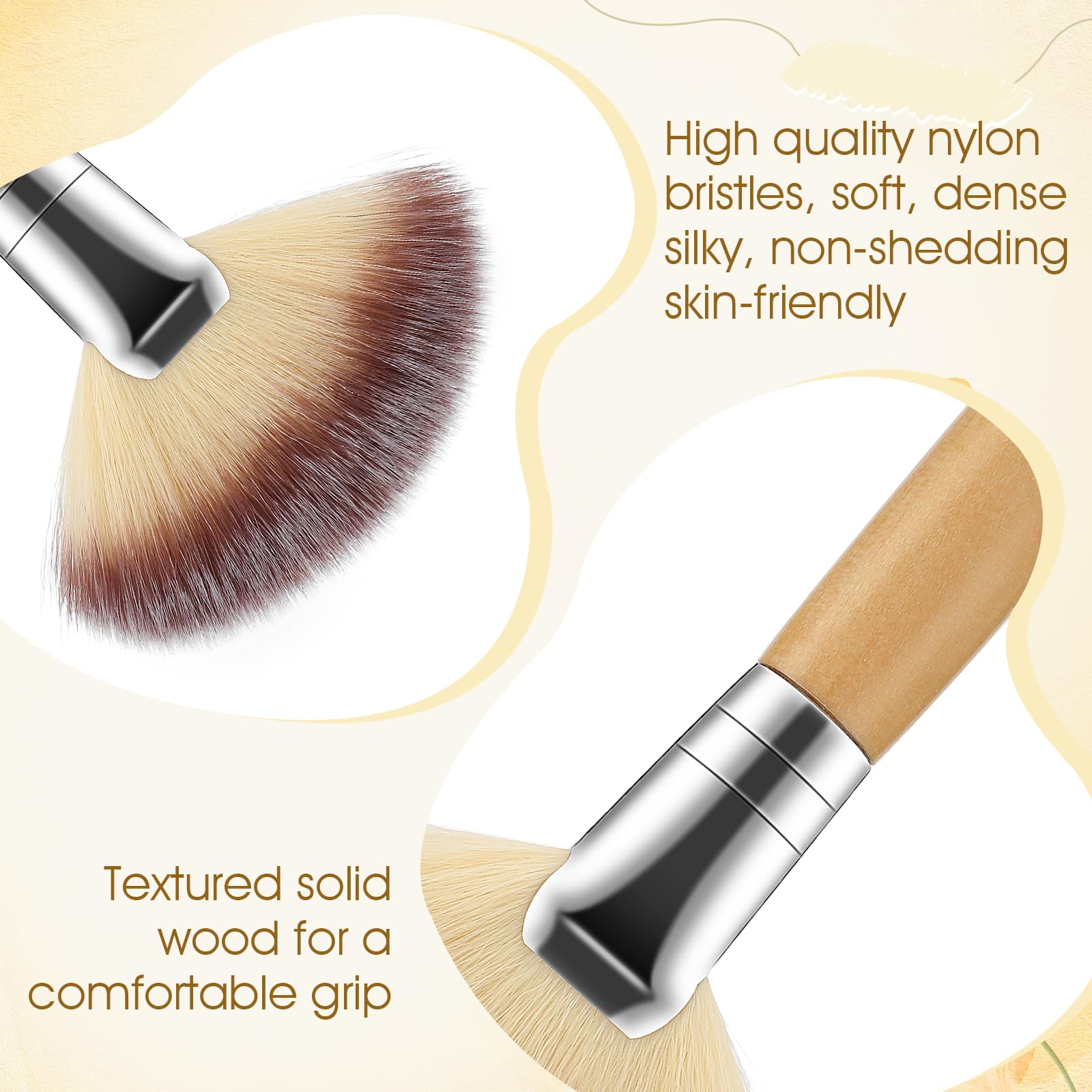 WJIAAA Fluffy Fan Brushes for Facials,4Pcs Esthetician Soft Bristle Face Makeup Facial Tools with Wooden Handle for Women Body Highlighting Blush