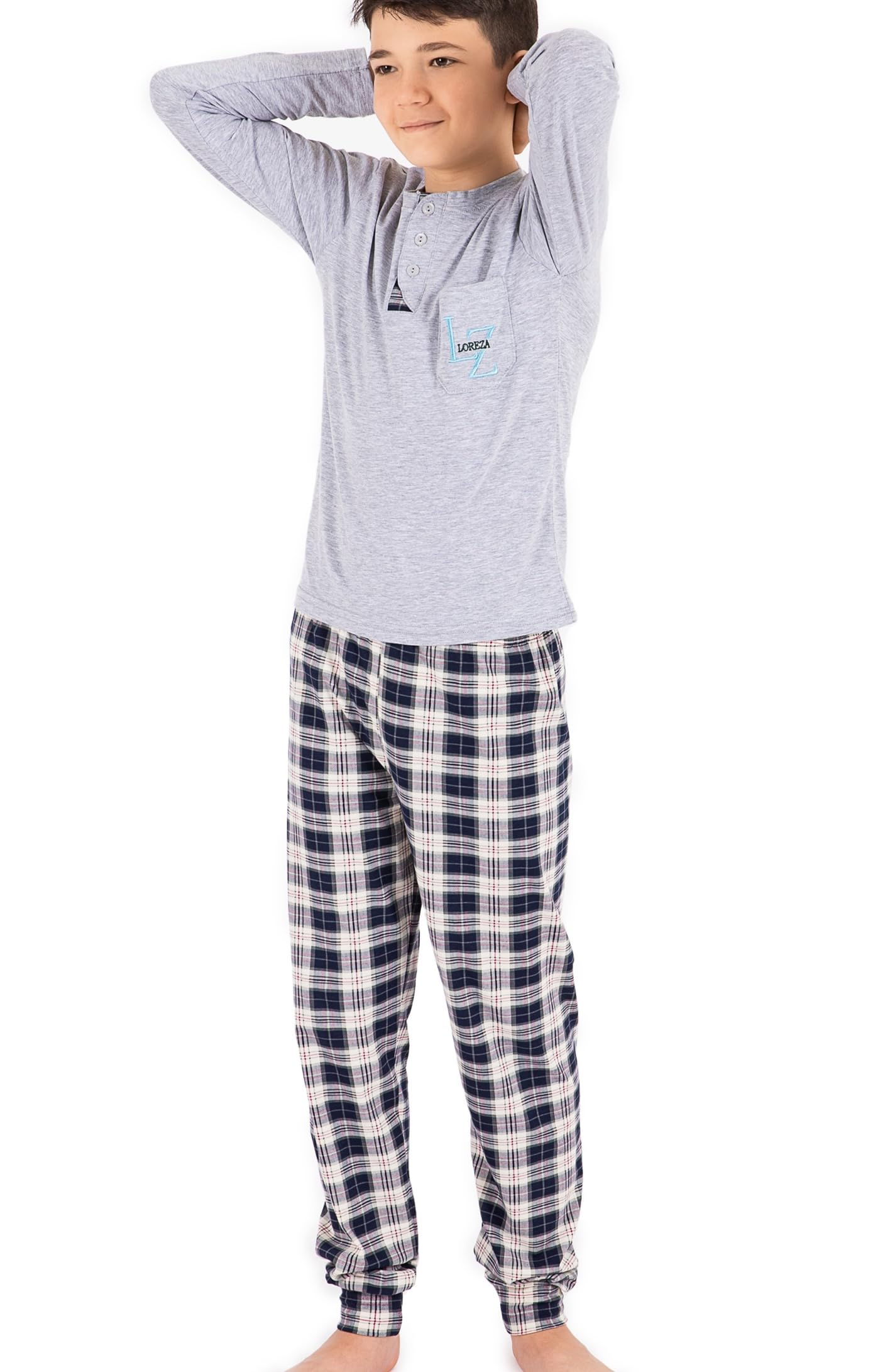 LOREZA ® Pijama para niños Conjunto de algodón de Manga Larga Pijama de Dos Piezas Traje de casa