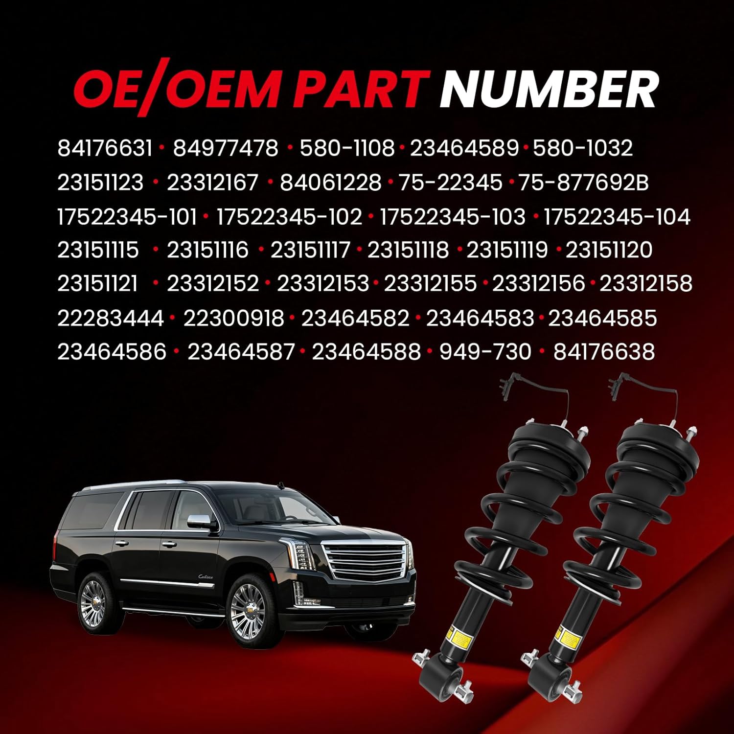 4PCS Front & Rear Shock Strut Assembly w/Magnetic 2015-2020 Fit for Cadillac Escalade ESV, Fit for Chevy Suburban Tahoe Silverado, Fit for GMC Yukon XL Sierra 1500, Replaces 84176675 84977478